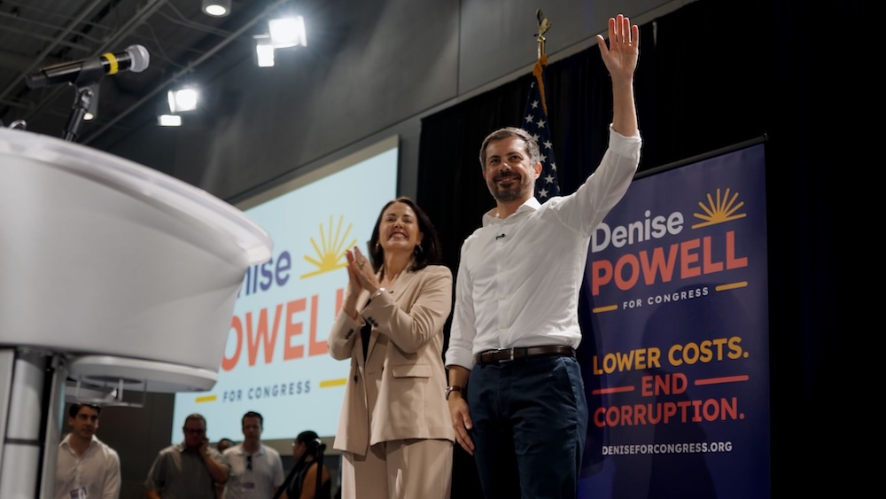 Denise Powell and Pete Buttigieg