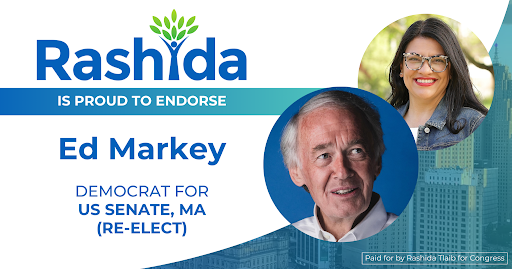 Rashida Tlaib Endorses Ed Markey
