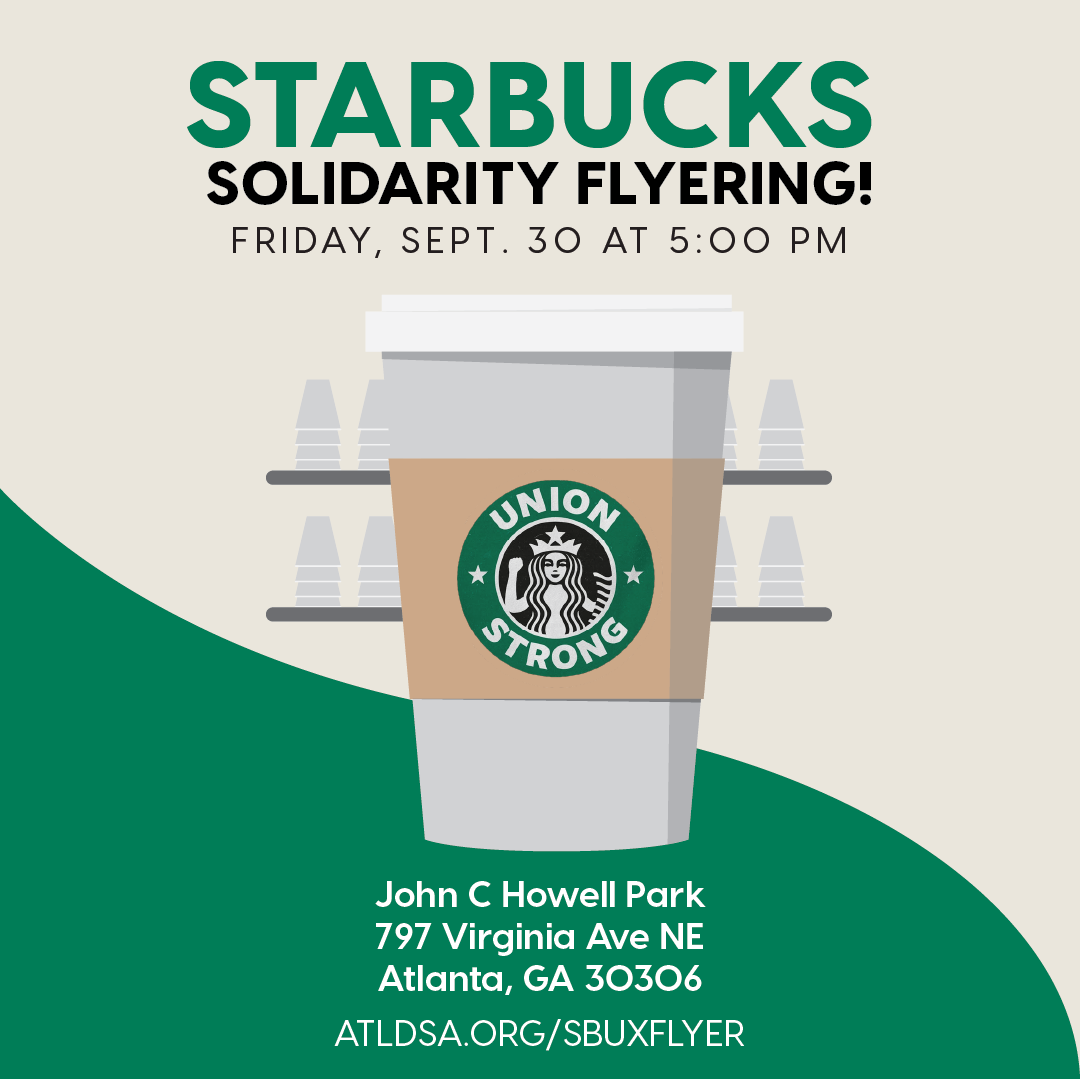 Image Starbucks solidarity flyering event Sunday, September 18th at 2 PM
