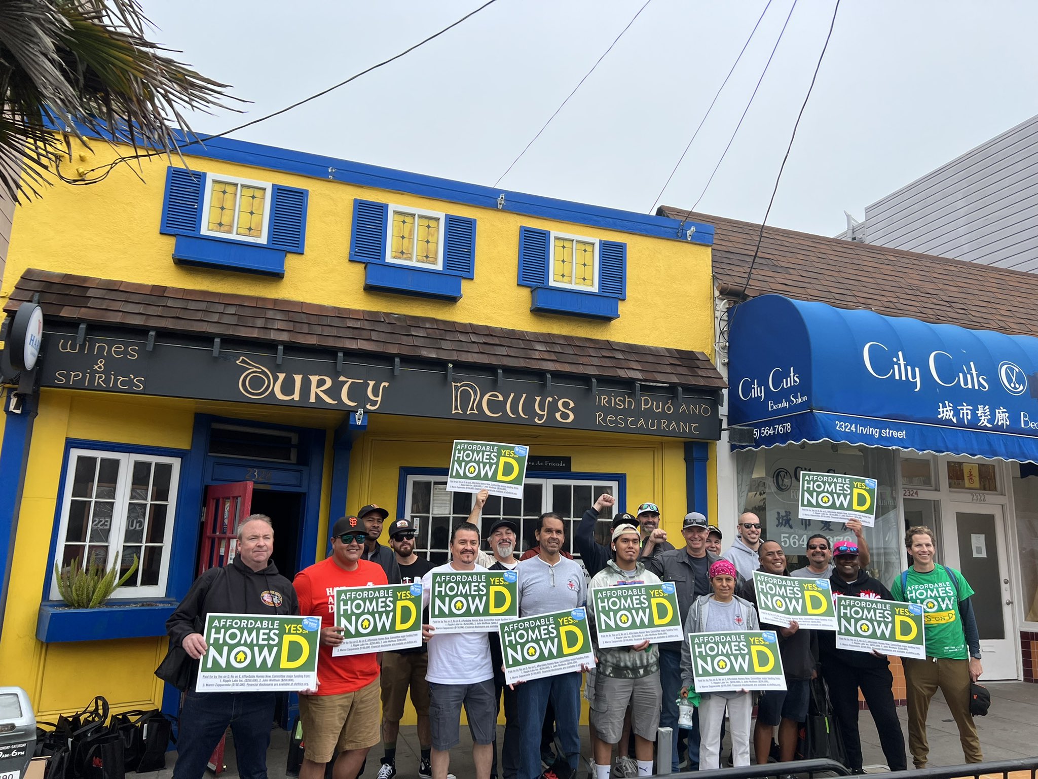 Proposition D supporters at Durty Nelly's in the Sunset neighborhood in San Francisco