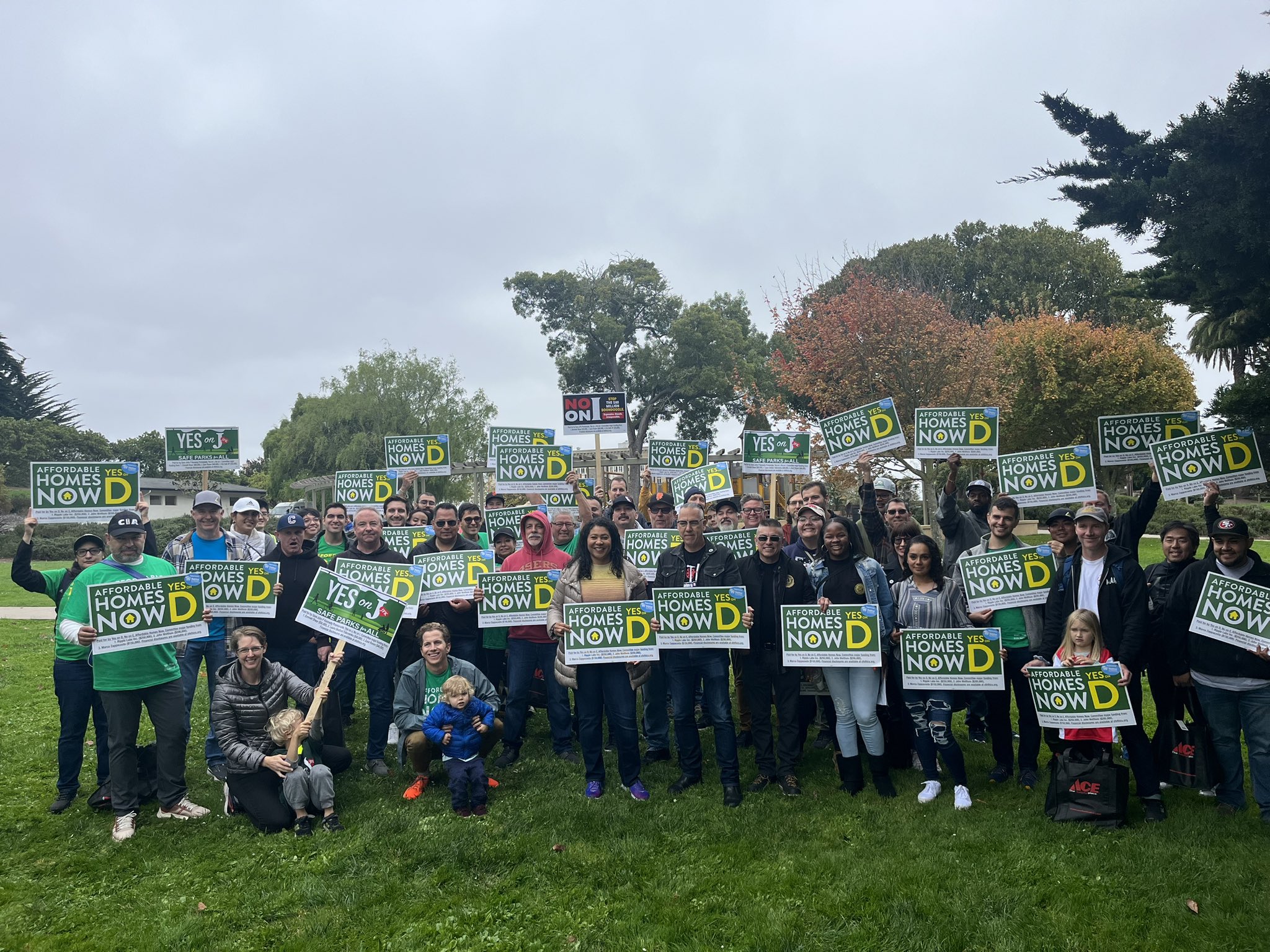 Proposition D supporters in Lafayette Park