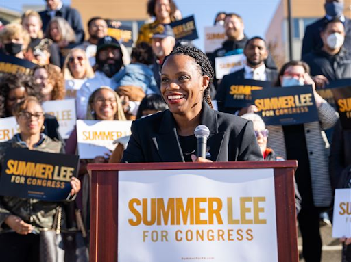 Summer Lee speaking in Pittsburgh