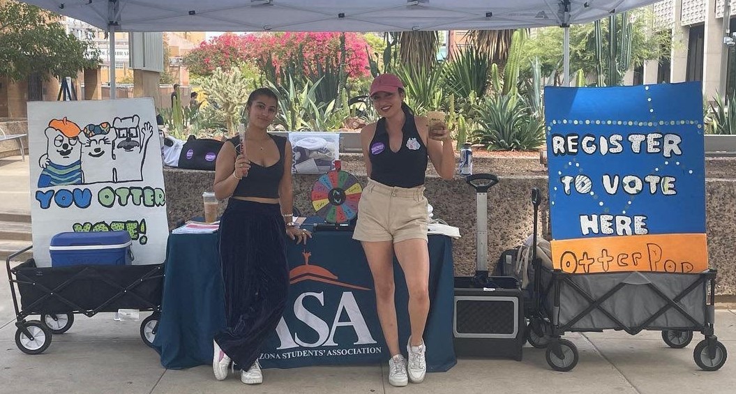 Arizona activists register voters on a college campus