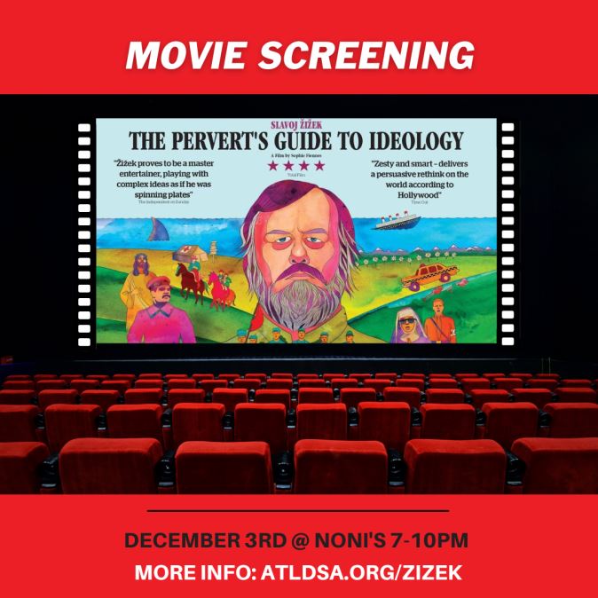 An advertisement for the film party for The Pervert's Guide to Ideology on december 3rd