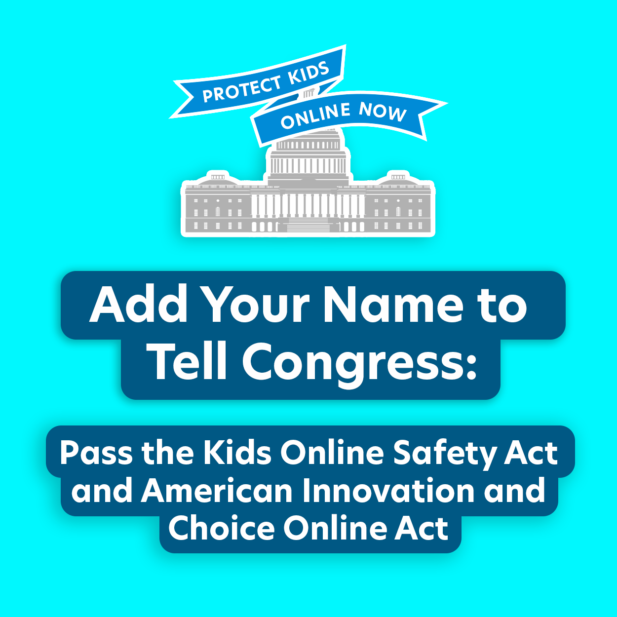 Add your name to tell Congress: Pass the Kids Online Safety Act and American Innovation and Choice Online Act