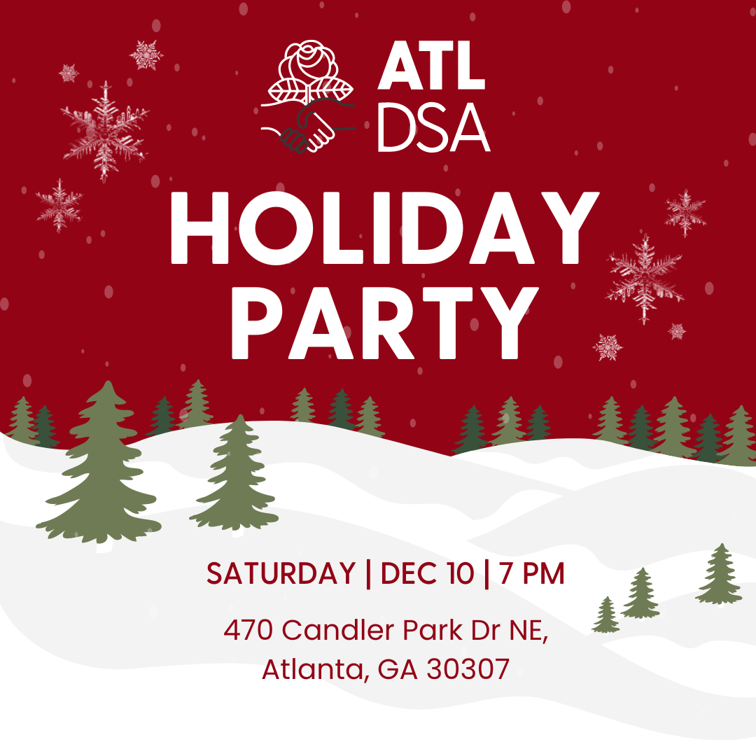 Holiday Party graphic promoting the ATLDSA Holiday Party on Dec 10th