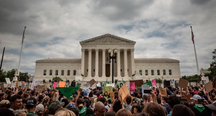 A protest erupts outside of the Supreme Court.