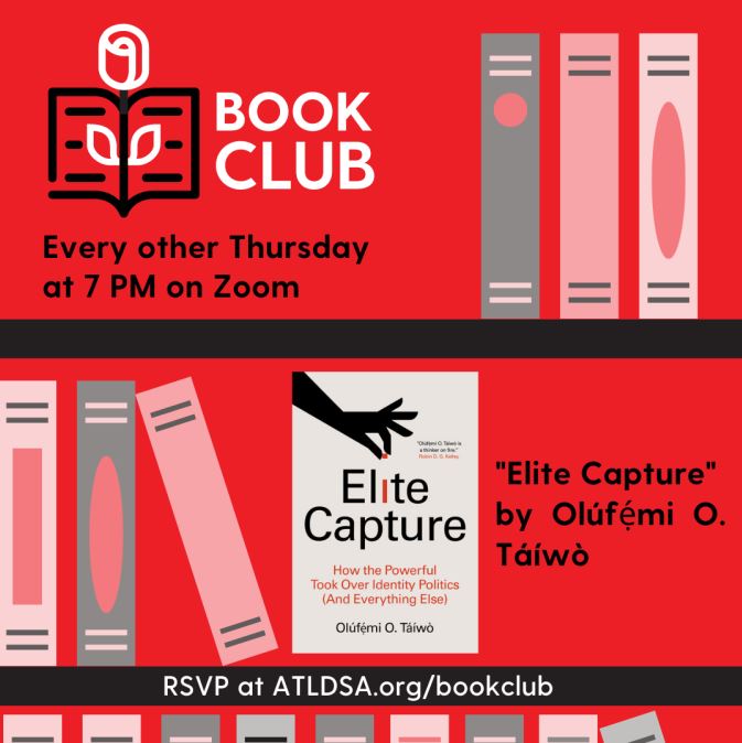 Image promoting the Atlanta DSA book club