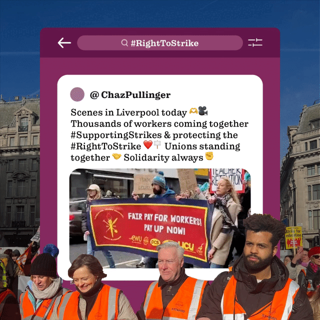A series of tweets from trade union advocates across the country, celebrating solidarity, standing together and demanding a pay rise.