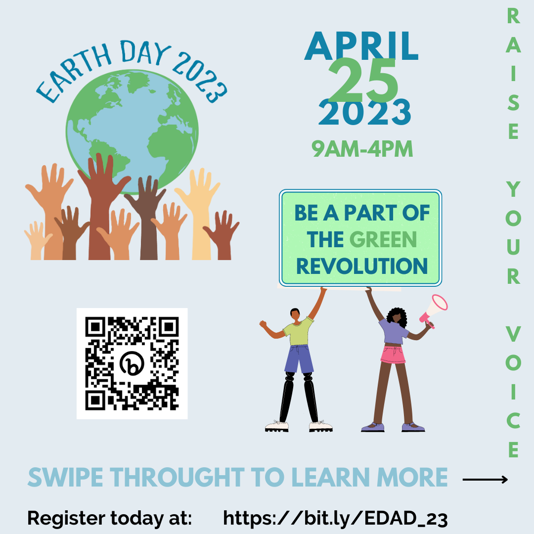 APril 25 2023, 9 AM to 4 PM, Earth Day 2023 graphic