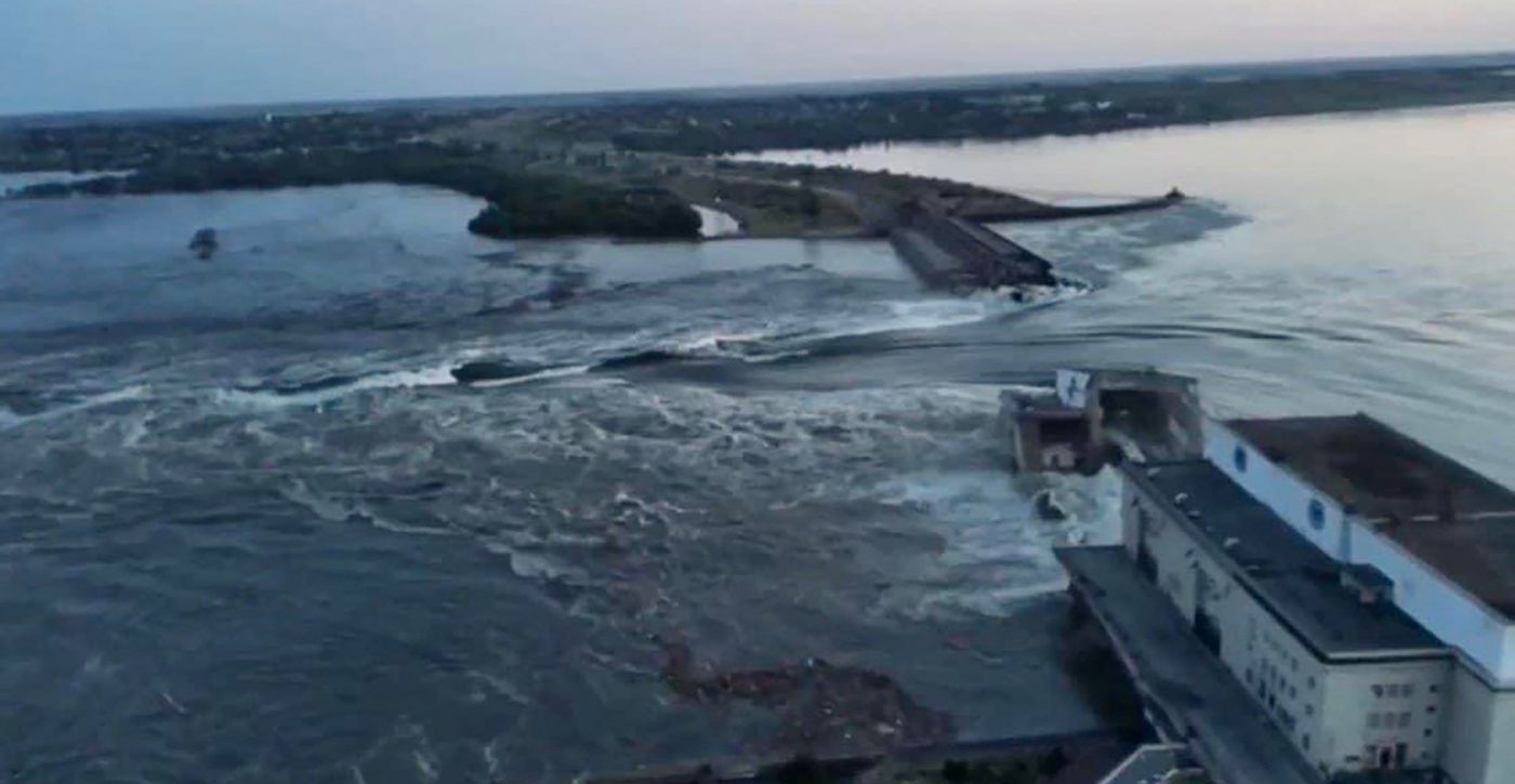 Image of collapsed Kakhovka dam