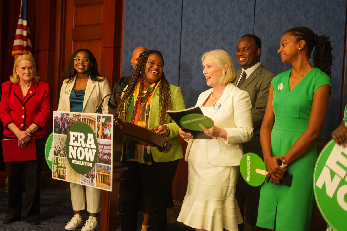 Rep. Cori Bush and Sen. Kirsten Gillibrand speak in support of the Equal Rights Amendment