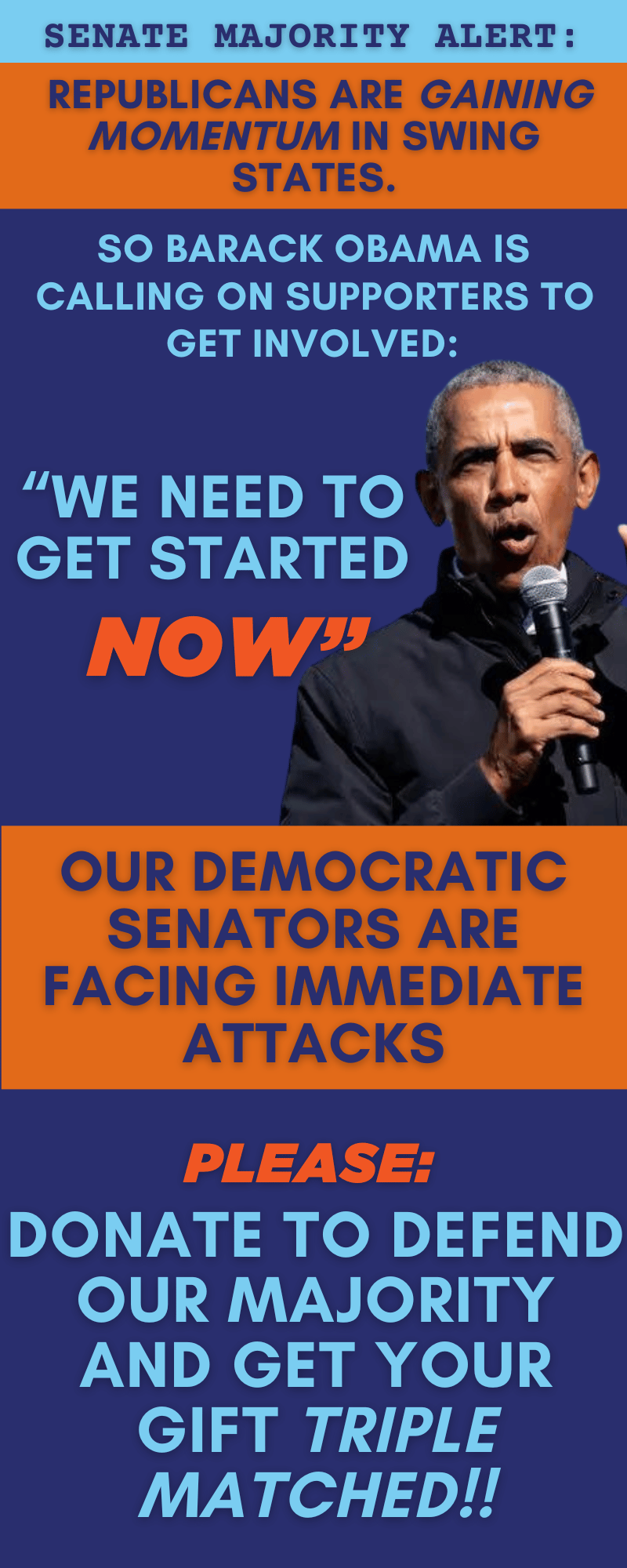 These four Democrats need your help! We must win these four races to save the Senate! Donate before midnight and get you gift DOUBLE MATCHED!