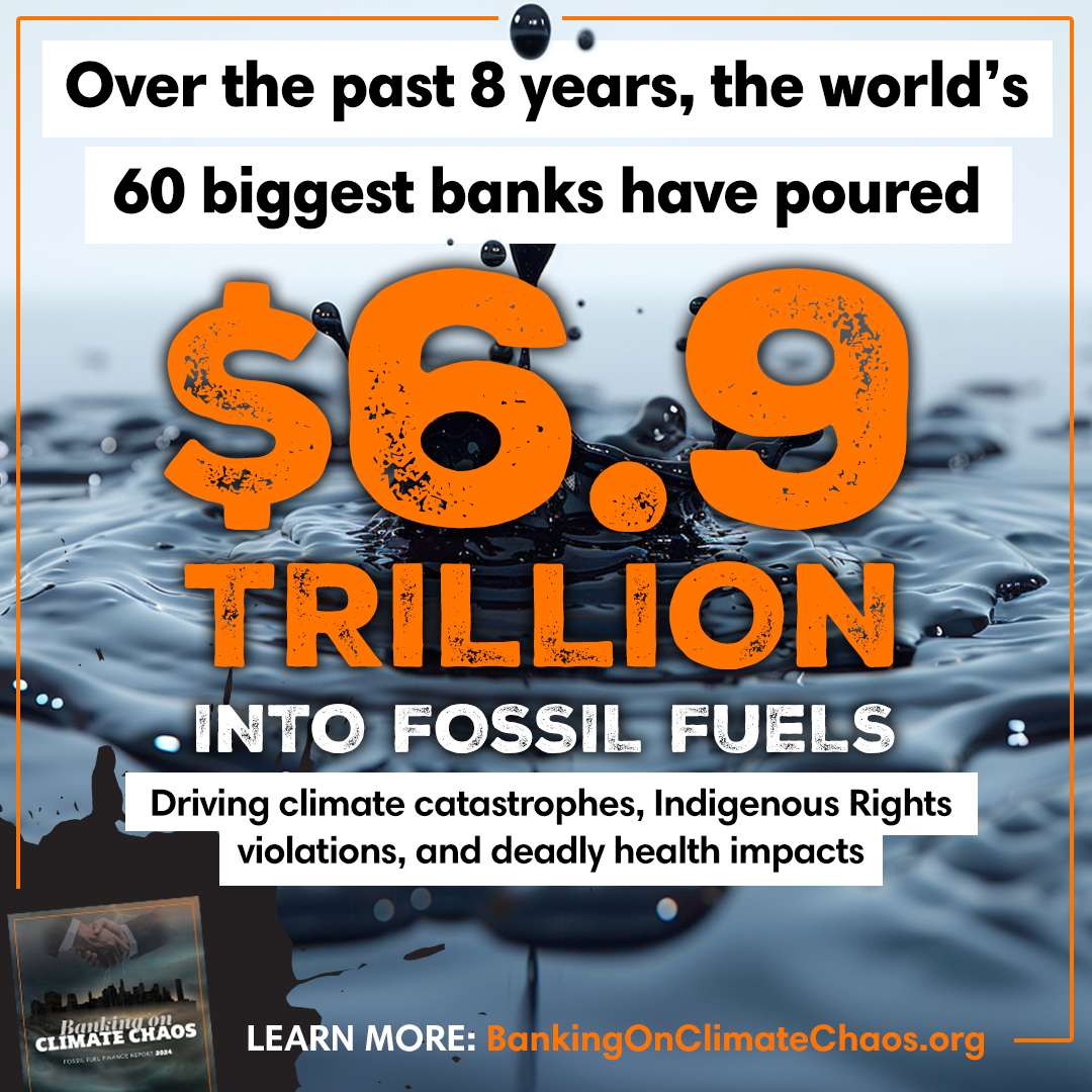 Over the past 8 years the world's biggest banks have poured $6.9 trillion into fossil fuels