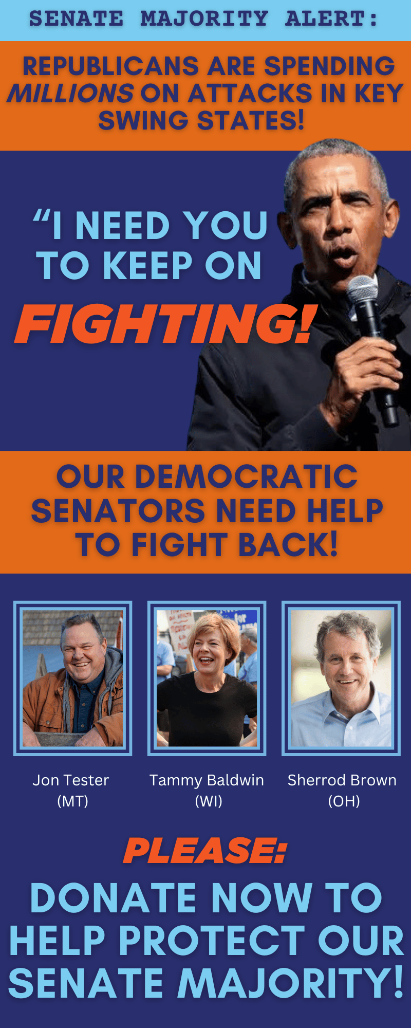 These four Democrats need your help! We must win these four races to save the Senate! Donate before midnight and get you gift DOUBLE MATCHED!