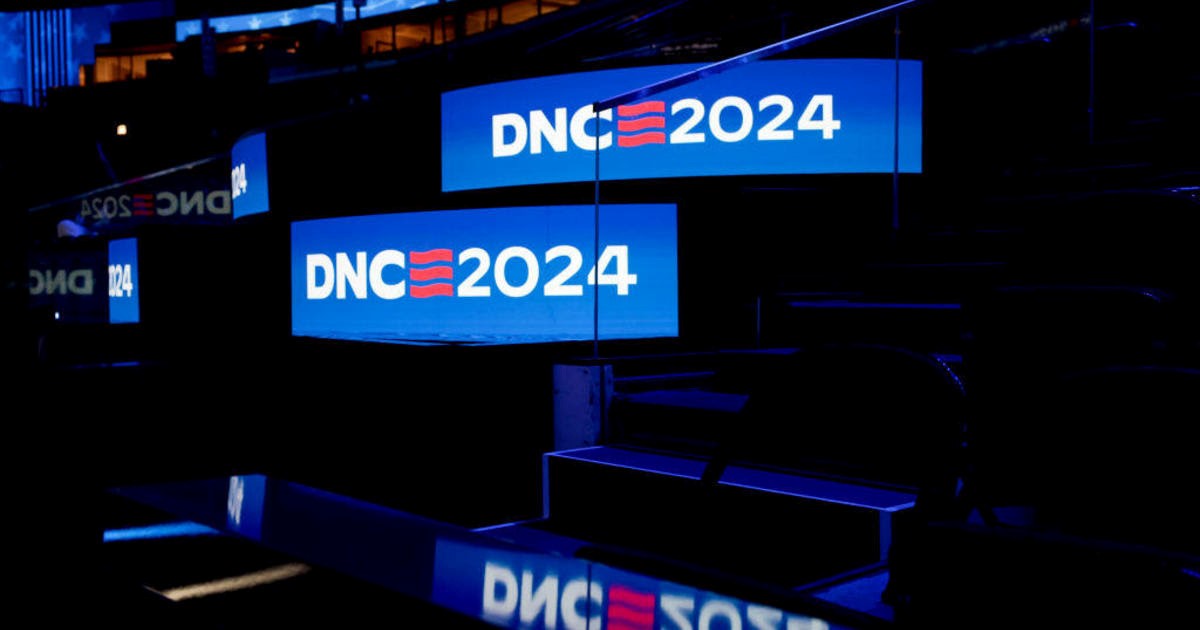 A picture of banners that say “DNC 2024.”