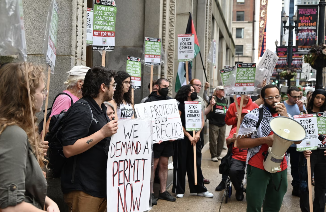 Protesters outside of the DNC