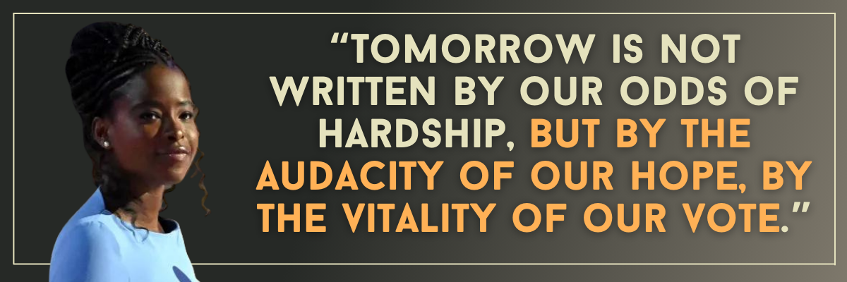 Amanda Gorman: Tomorrow is not written by our odds of hardship, but by the audacity of our hope, by the vitality of our vote.