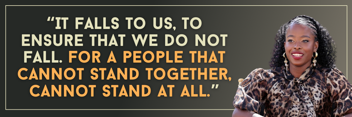 Amanda Gorman: It falls to us, to ensure that we do not fall. For a people that cannot stand together, cannot stand at all.