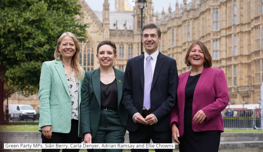 Green MPs Sian Berry, Carla Denyer, Adrian Ramsey & Ellie Chowns
