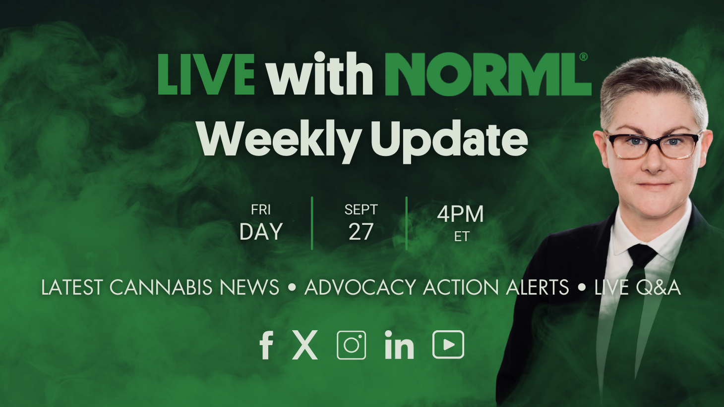 Watch Live with NORML, Fridays at 4PM ET