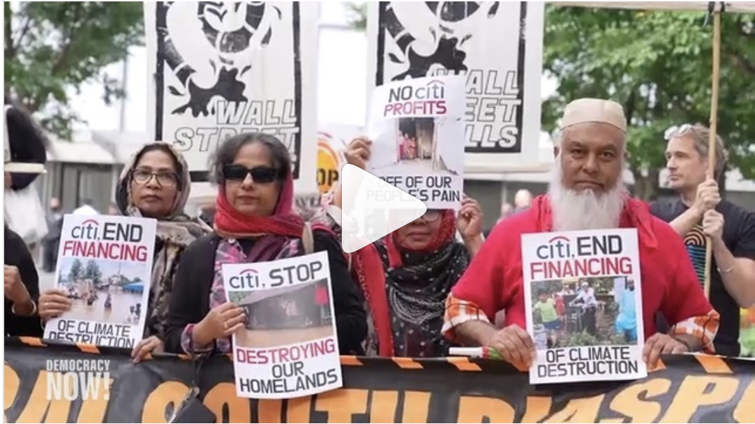 A still frame from a video shows local Bangledeshi-Americans at our Citi Standoff action last week.