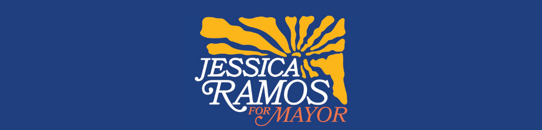 On the left, Jessica Ramos for Mayor logo with 