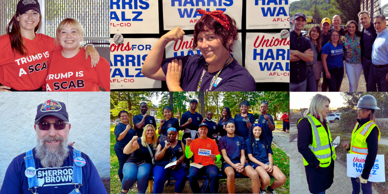 A montage of union volunteers getting out the vote.