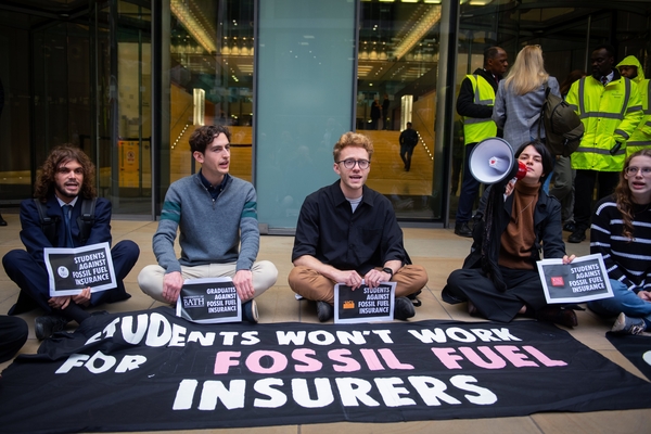 group of students calling for end of fossil fuel insurance