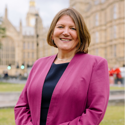 Ellie Chowns photographed outside parliament