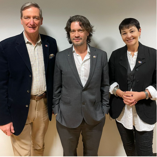 Former Conservative MP Dominic Grieve, European Movement chair Mike Galsworthy and Caroline Lucas pictured.