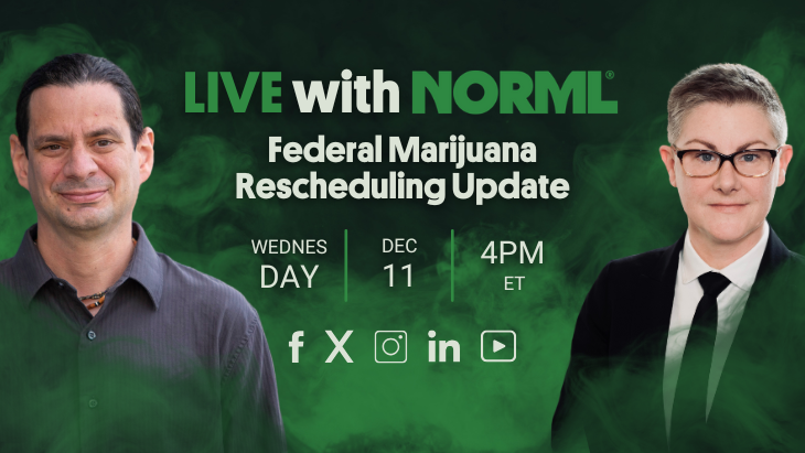 Watch Live with NORML: Federal Marijuana Rescheduling Update on Wednesday, December 11 at 4PM ET