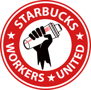 Starbucks Workers United red logo.