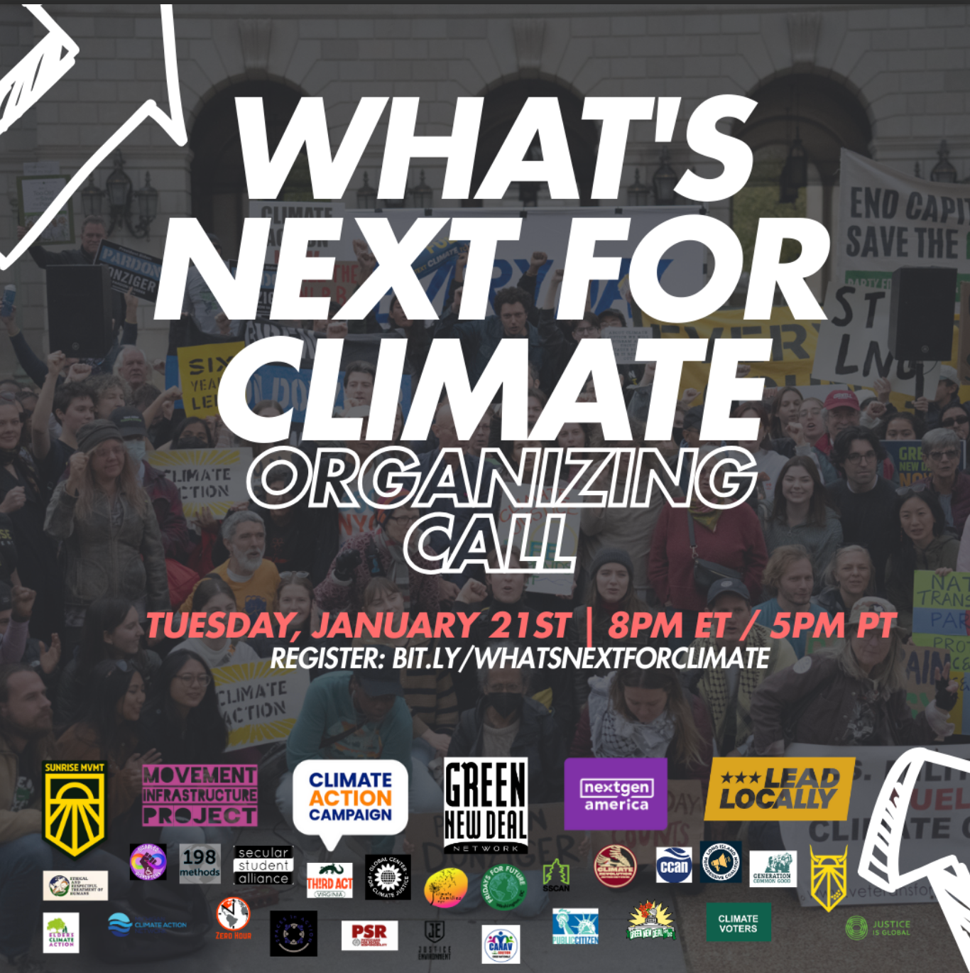 Whats next for the climate mass organizing call Tuesday January 21 8pm ET | 5pm PT