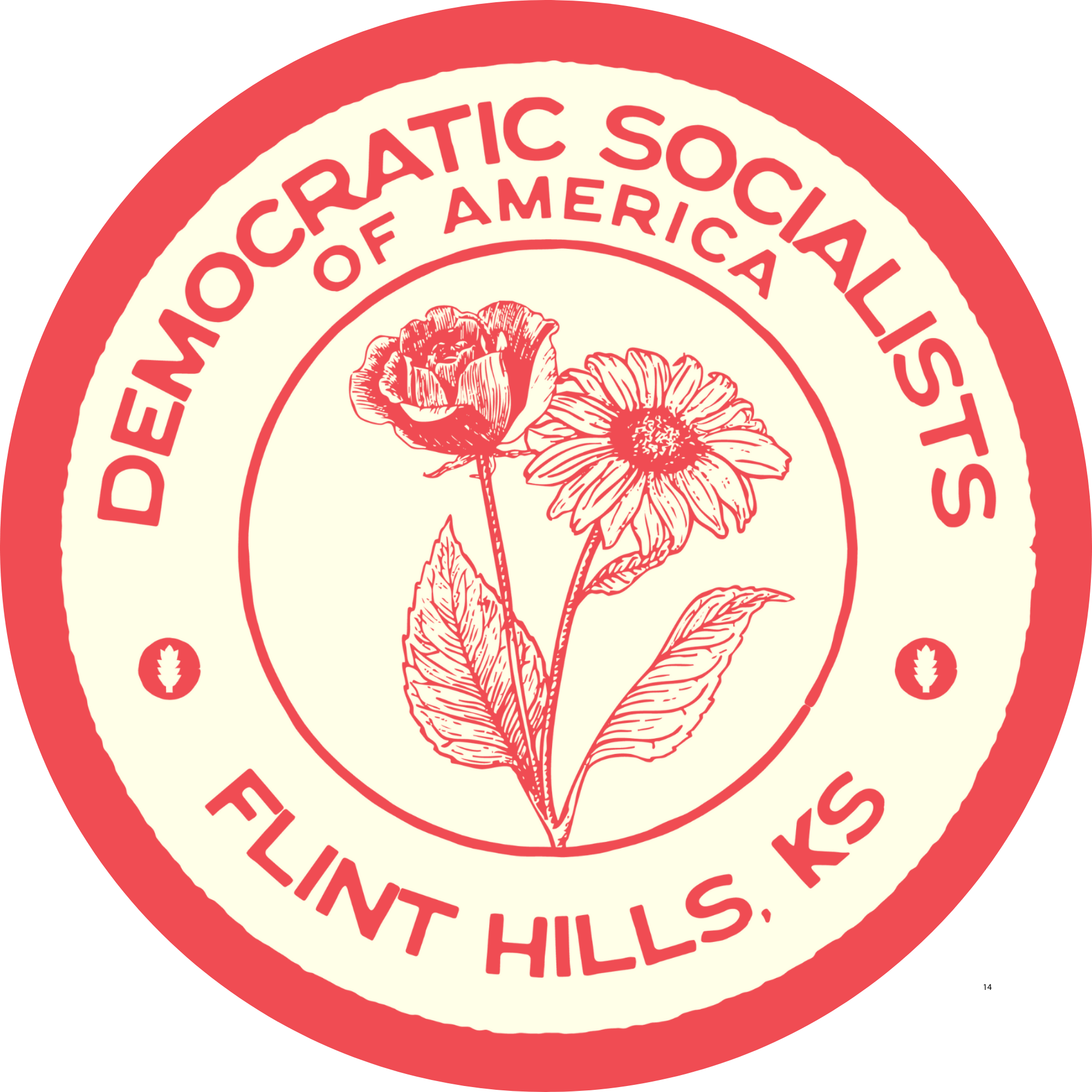 Cream logo of the Flint Hills Chapter of Democratic Socialists of America