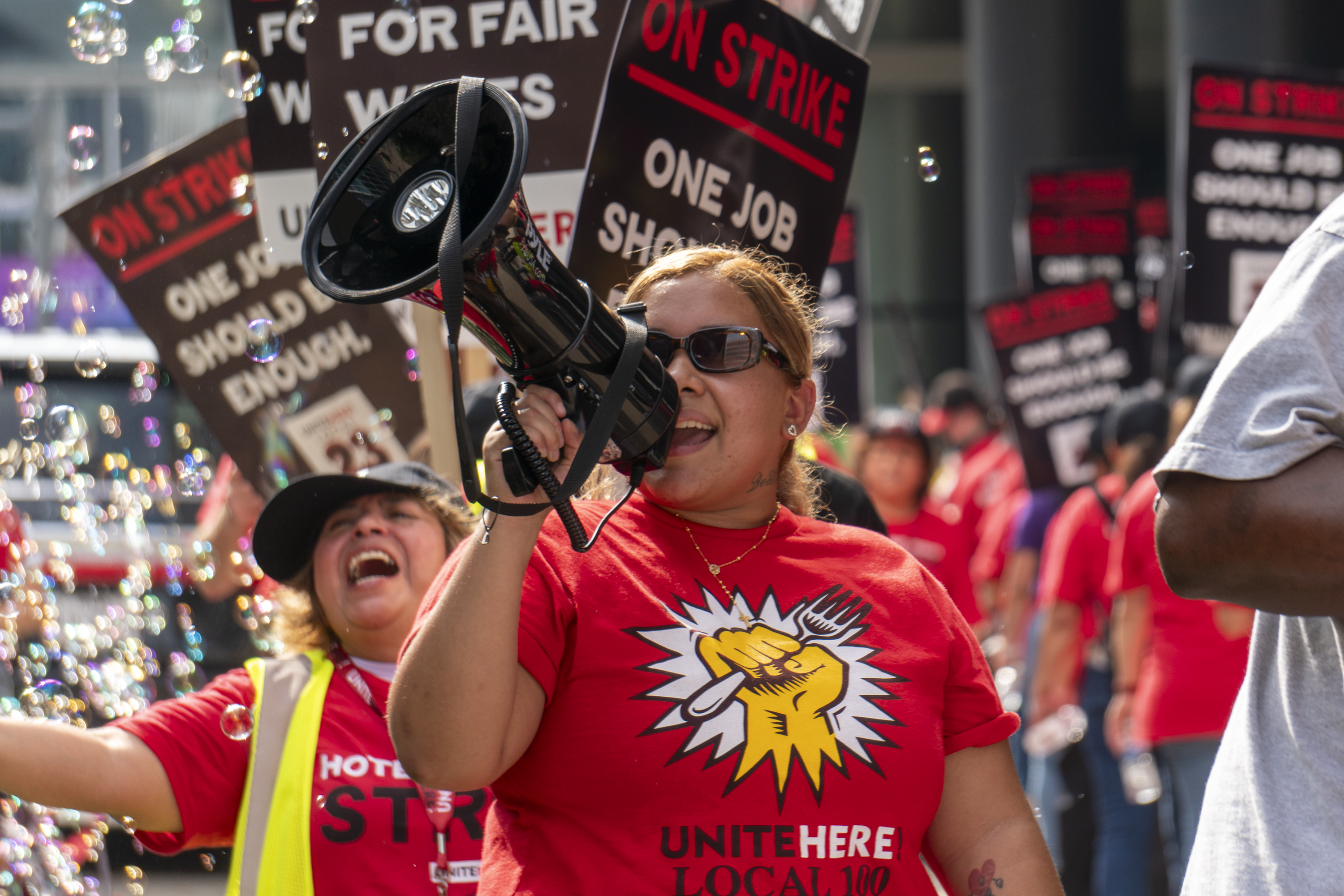 UNITE HERE Local 23 workers on the picket line in Houston