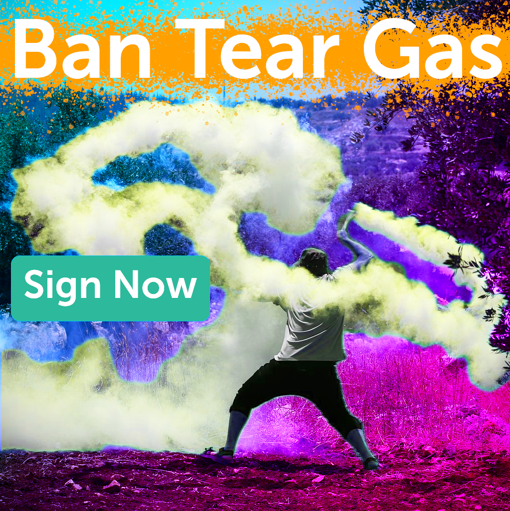 a hyper saturated picture shows a person using a sling to throw a tear gas canister back towards police in a protest several years ago.