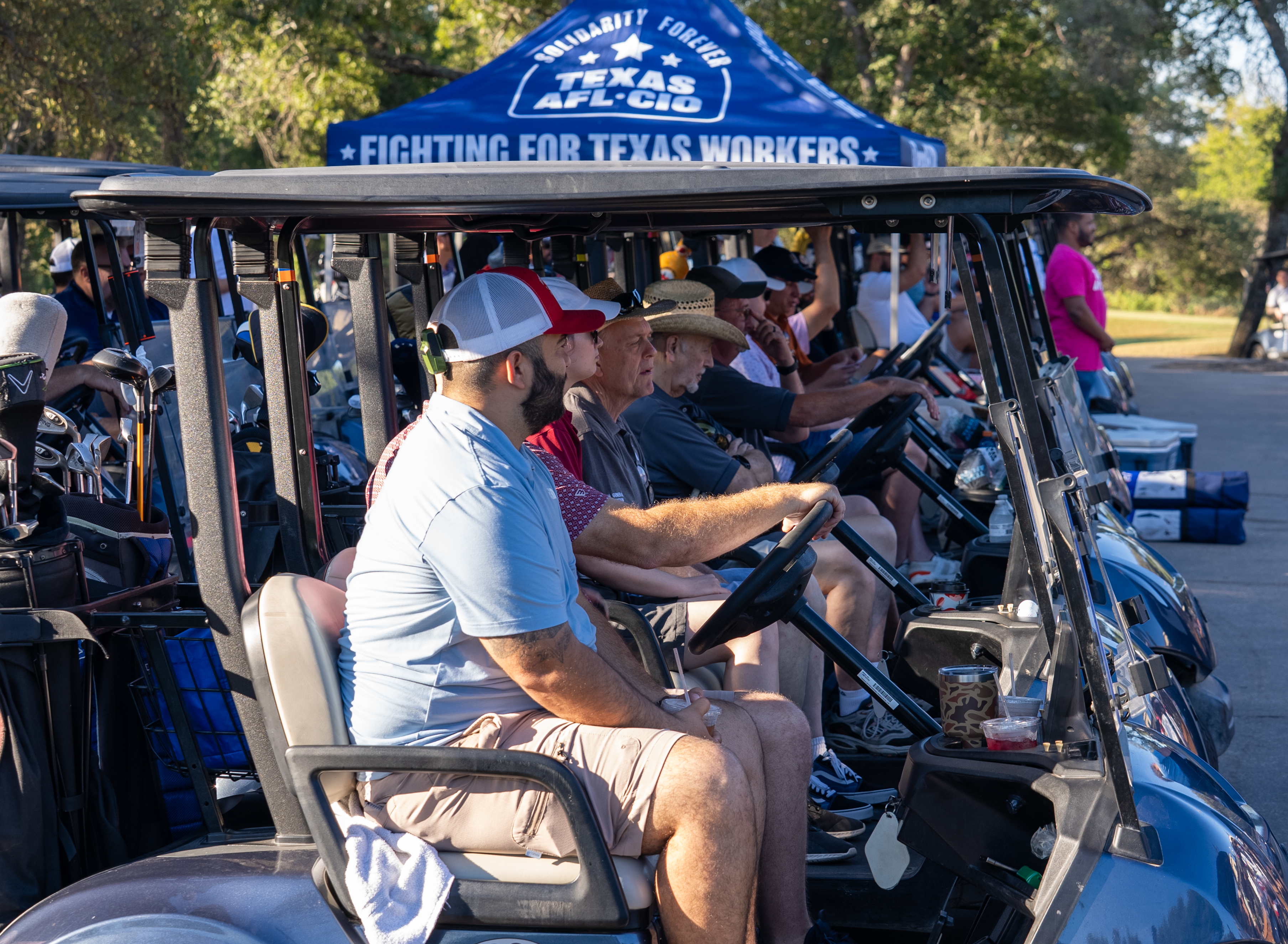 Golfers waiting to start the four person scramble
