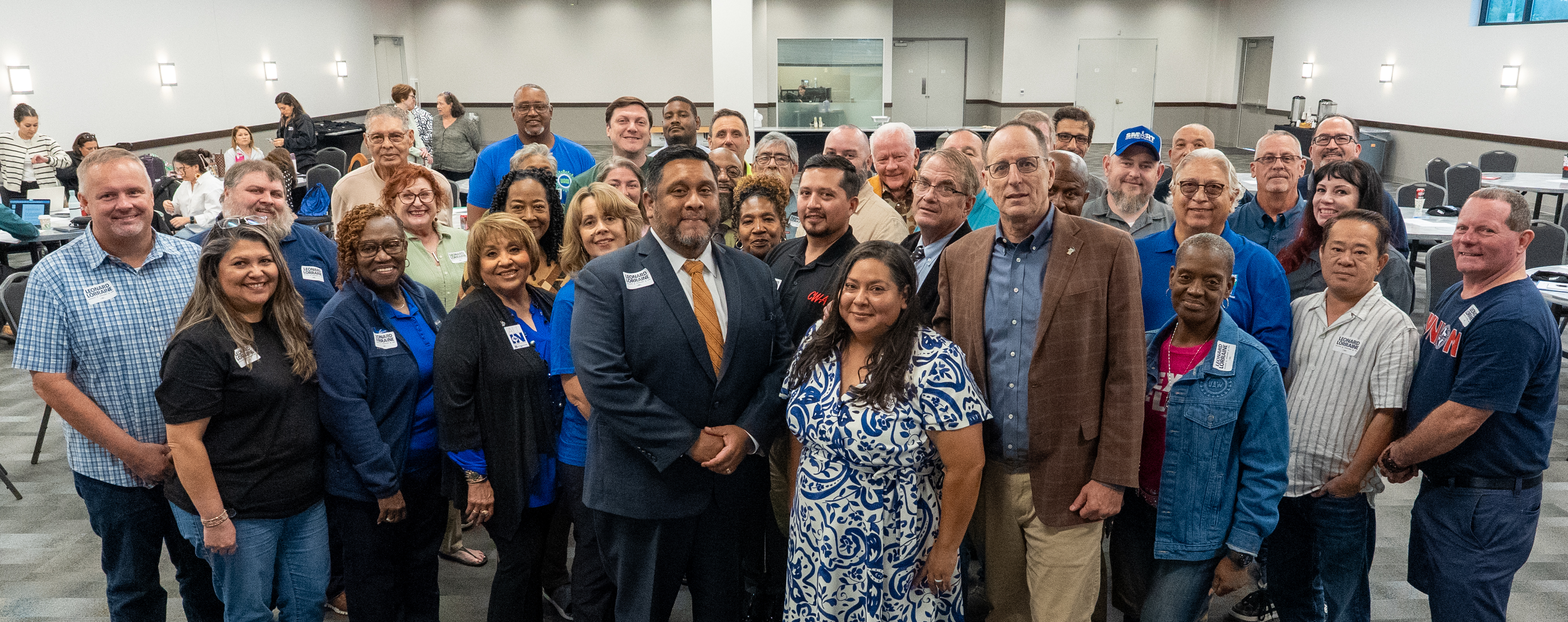 Rick, Leonard, and Lorraine stand with the Texas AFL-CIO Executive Board.
