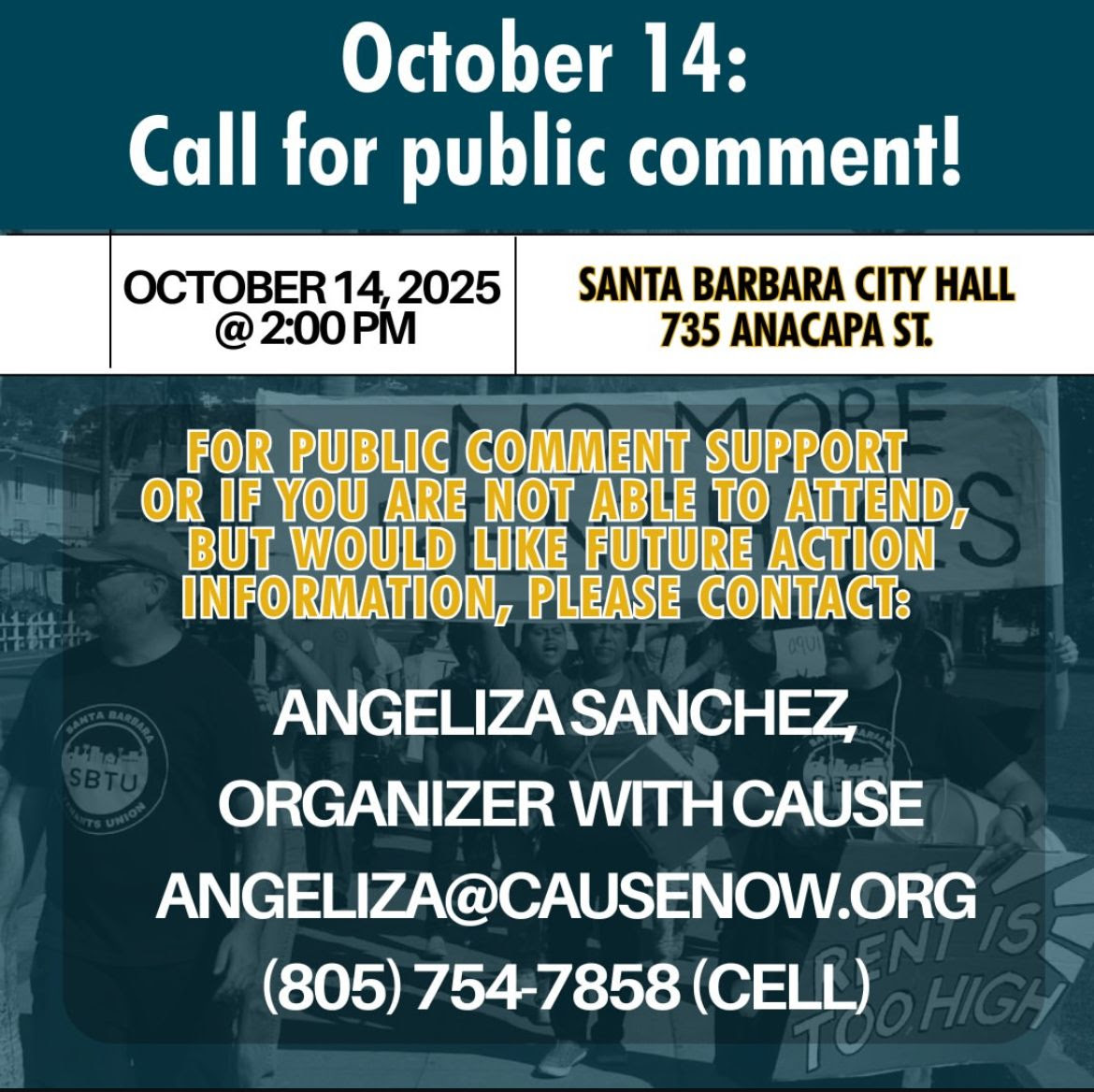 October 14: Call for public comment!