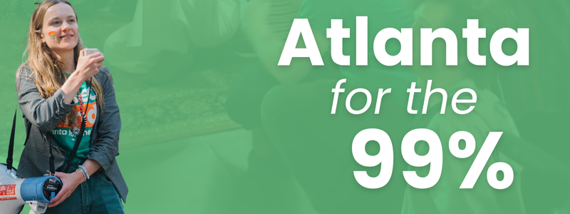 A design that advertises an upcoming event called Atlanta for the 99%