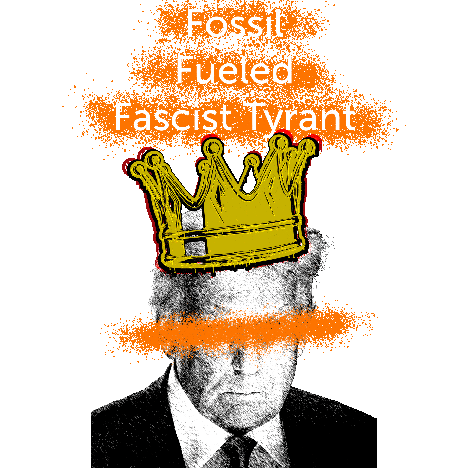 An animated gif showing Donald Trump, charts and graphs about climate change and clean energy, and marching troops.