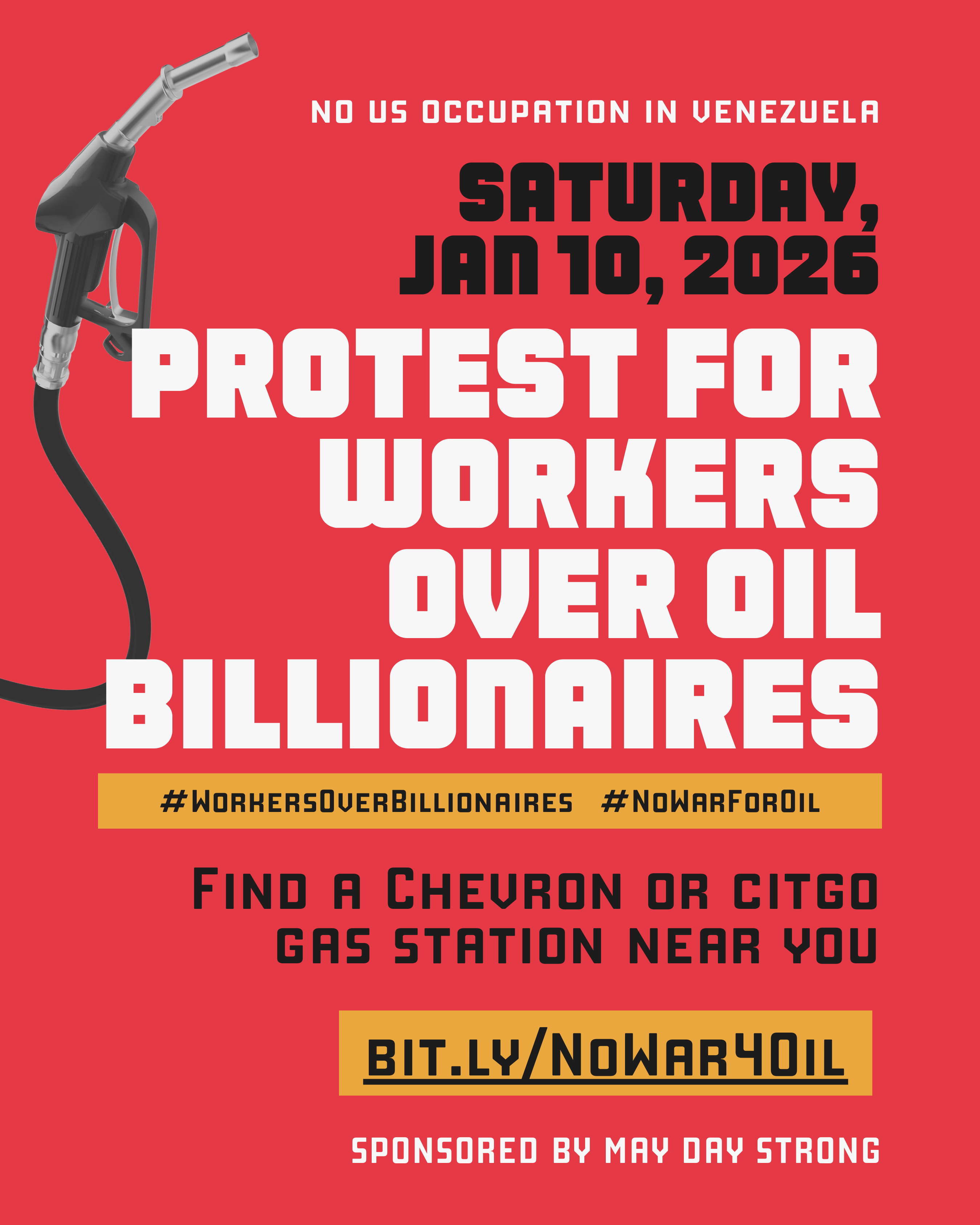 A flyer for protests this weekend for workers over oil bilionaires