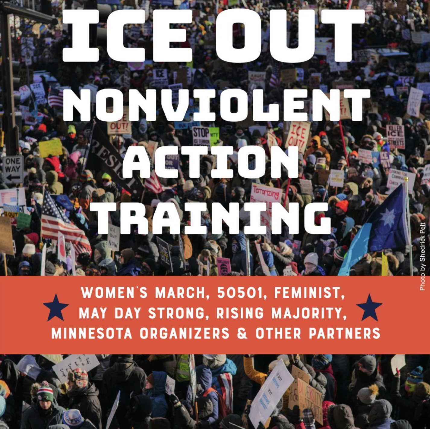 A flyer for our training tonight showing a huge crowd from last week's rally in Minneapolis and the words 