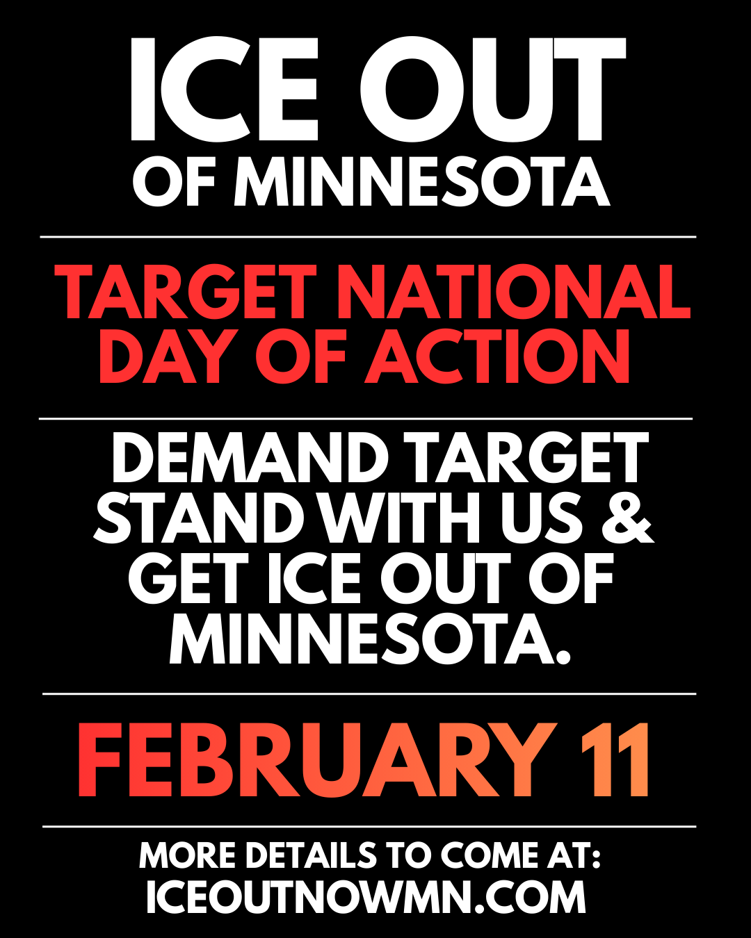 A flier for a day of action focussed on Target February 11