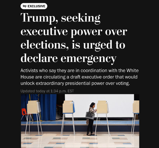Screenshot of Washington Post article with the headline, 