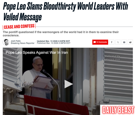 A screenshot of a Daily Beast article with the headline, 