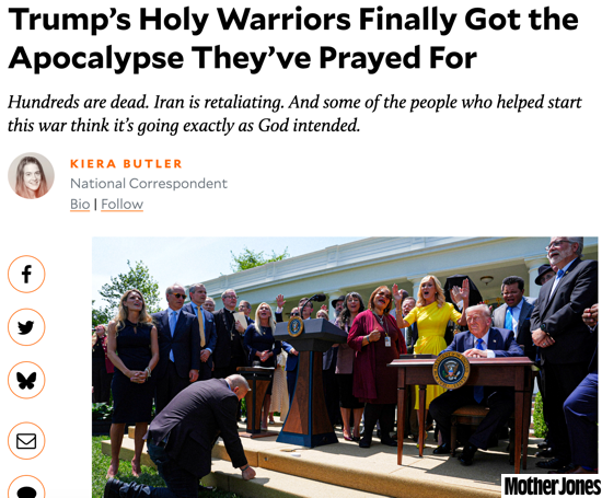 A screenshot of a Mother Jones article with the headline, 