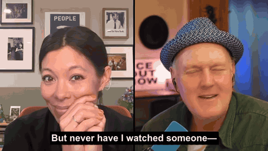 A GIF of Doug Pagitt speaking on Alex Wagner's Runaway country podcast.