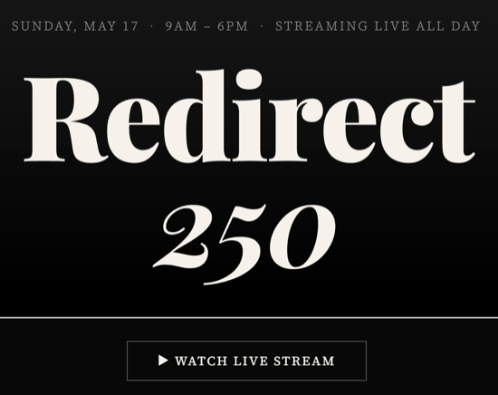 A screenshot from the Redirect 250 website with text that says, 